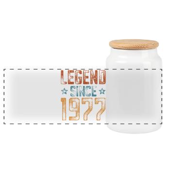 1977 Born Year of birth Birthday - Panoramic Cookie Jar with Wooden Lid - white - Front