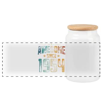 1954 Naissance Année de naissance - Boîte à biscuits avec couvercle en bois - blanc - Devant