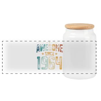 1964 Naissance Anniversaire Année de naissance - Boîte à biscuits avec couvercle en bois - blanc - Devant
