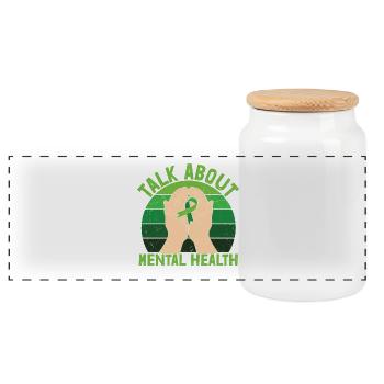 Talk About Mental Health - Panoramic Cookie Jar with Wooden Lid - white - Front