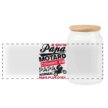 papa motard 2 - Boîte à biscuits avec couvercle en bois - blanc - Devant