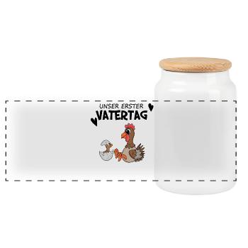 Vatertag - erster Vatertag Geschenk - Panorama Keksdose mit Holzdeckel - Weiß - Vorne