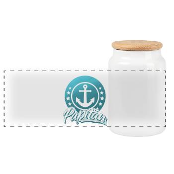 Papitän Papa Vater Kapitän Segeln Boot Schiff - Panorama Keksdose mit Holzdeckel - Weiß - Vorne