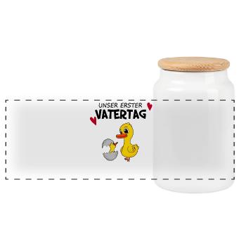 Vatertag Geschenk - Unser erster Vatertag - Panorama Keksdose mit Holzdeckel - Weiß - Vorne