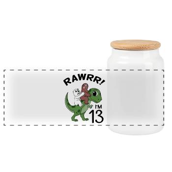 13th birthday 13 years gift - Panoramic Cookie Jar with Wooden Lid - white - Front