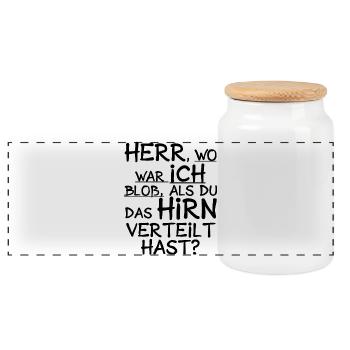 Hirn Gehirn Schlau Dumm - Panorama Keksdose mit Holzdeckel - Weiß - Vorne