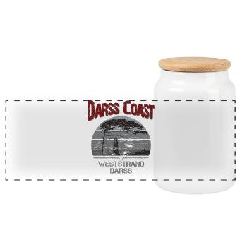 Darss Coast - Dein Statement für den Darß - Panorama Keksdose mit Holzdeckel - Weiß - Vorne