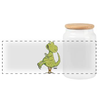 Waches sloth I Dinosaur I Dino T-Rex I Fun - Panoramic Cookie Jar with Wooden Lid - white - Front