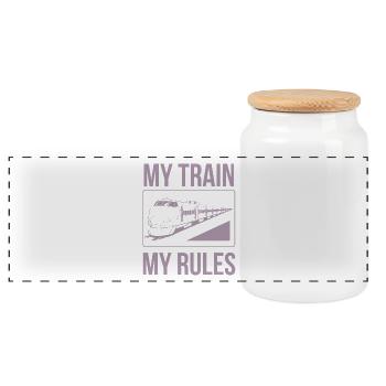 Le conducteur de train dit mon train mes règles - Boîte à biscuits avec couvercle en bois - blanc - Devant