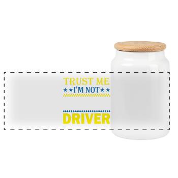 Affirmation Taxi Driver - Panoramic Cookie Jar with Wooden Lid - white - Front