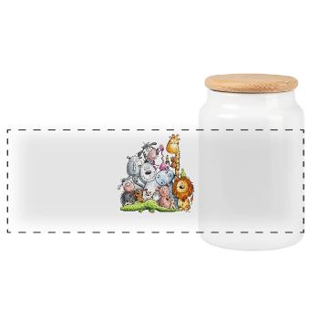 Happy Animal Pile I Animals I Zoo I Wilderness I Fun - Panoramic Cookie Jar with Wooden Lid - white - Front
