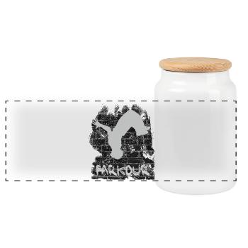 Parkour - Panoramic Cookie Jar with Wooden Lid - white - Front