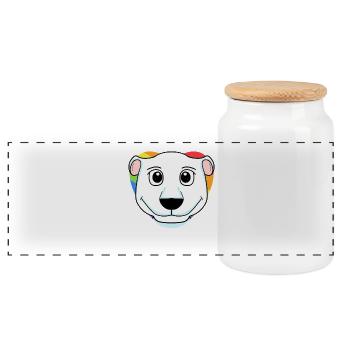 LGBT Tier Eisbär Regenbogen Herz - Panorama Keksdose mit Holzdeckel - Weiß - Vorne