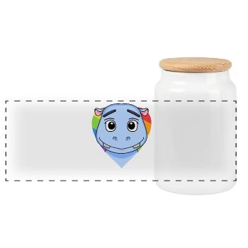 LGBT Tier Nilpferd Regenbogen Herz - Panorama Keksdose mit Holzdeckel - Weiß - Vorne