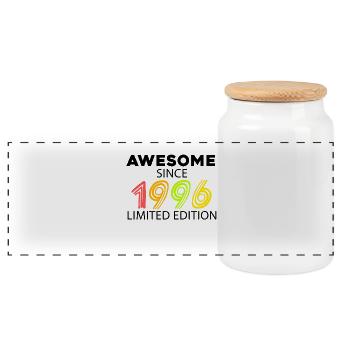 Fantastic since 1996 - born in 1996 - Panoramic Cookie Jar with Wooden Lid - white - Front