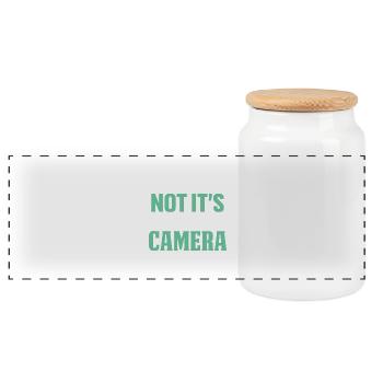 Ironic Message Photography - Panoramic Cookie Jar with Wooden Lid - white - Front