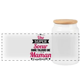 Super soeur cadeau drôle future maman - Boîte à biscuits avec couvercle en bois - blanc - Devant