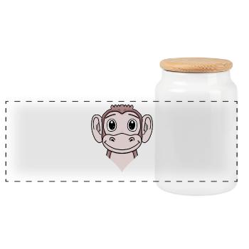 Singe - Boîte à biscuits avec couvercle en bois - blanc - Devant