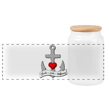 Glaube - Liebe - Hoffnung - Panorama Keksdose mit Holzdeckel - Weiß - Vorne