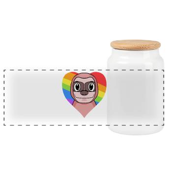 LGBT Tier Faultier Regenbogen - Panorama Keksdose mit Holzdeckel - Weiß - Vorne