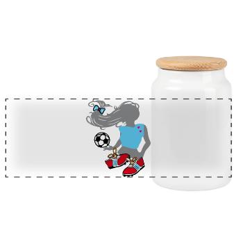 Soccer Girl, Women's Soccer - Panoramic Cookie Jar with Wooden Lid - white - Front