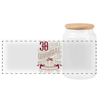 38. Geburtstag Vintage Retro - Panorama Keksdose mit Holzdeckel - Weiß - Vorne