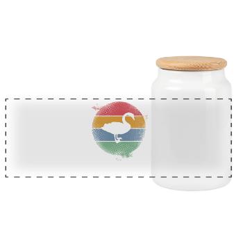 Swan - Panoramic Cookie Jar with Wooden Lid - white - Front