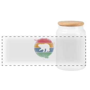 Bear - Panoramic Cookie Jar with Wooden Lid - white - Front