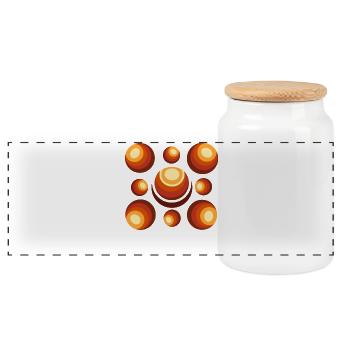 Retro Kugel Muster Mid-Century - Panorama Keksdose mit Holzdeckel - Weiß - Vorne