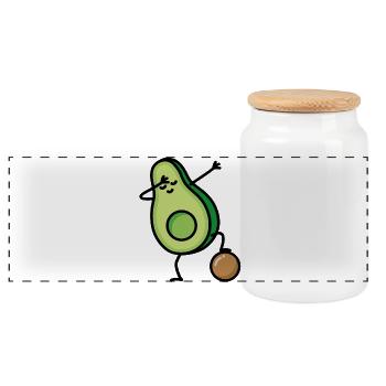 Dabbing Avocado Fußball Fußballspieler Keto Diët - Panorama Keksdose mit Holzdeckel - Weiß - Vorne