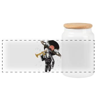 Jazz - Panoramic Cookie Jar with Wooden Lid - white - Front
