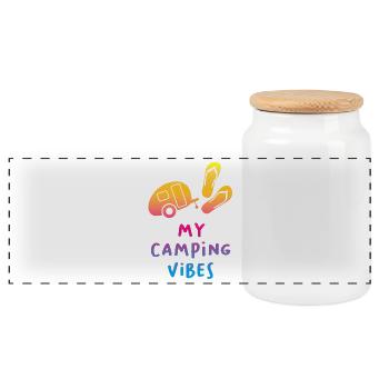 Camping Vibes Devis Caravane Camping-car Course Fan - Boîte à biscuits avec couvercle en bois - blanc - Devant