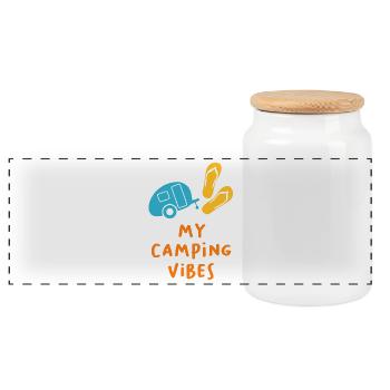 Camping Vibes Quote Caravan Wohnmobil Van Life Fun - Panorama Keksdose mit Holzdeckel - Weiß - Vorne