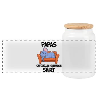 Papa Schlafshirt Vater Geschenk - Panorama Keksdose mit Holzdeckel - Weiß - Vorne