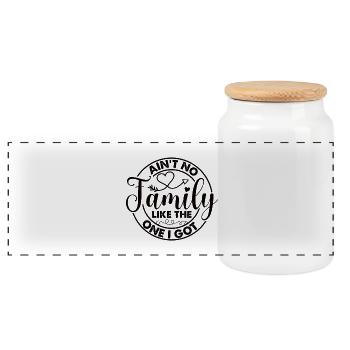 Family Appreciation Ain't No Family - Panoramic Cookie Jar with Wooden Lid - white - Front