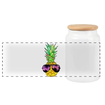 coole Ananas mit Sonnenbrille - Panorama Keksdose mit Holzdeckel - Weiß - Vorne