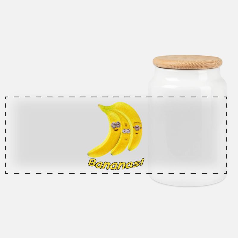 Ich liebe Bananen - Panorama Keksdose mit Holzdeckel - Weiß