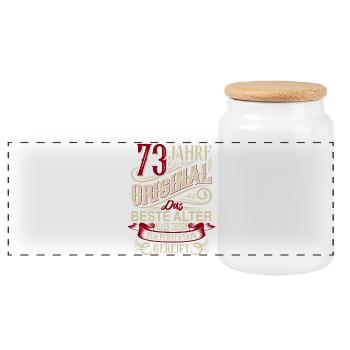 73. Geburtstag Vintage Retro - Panorama Keksdose mit Holzdeckel - Weiß - Vorne