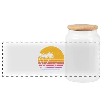 Plage été vacances palmiers 4 - Boîte à biscuits avec couvercle en bois - blanc - Devant