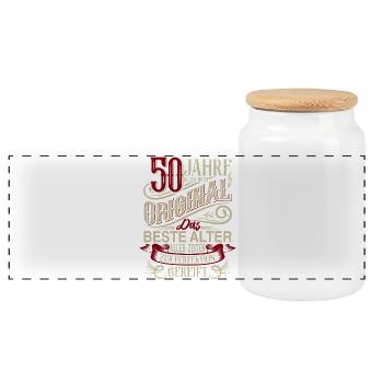 50. Geburtstag Vintage Retro - Panorama Keksdose mit Holzdeckel - Weiß - Vorne