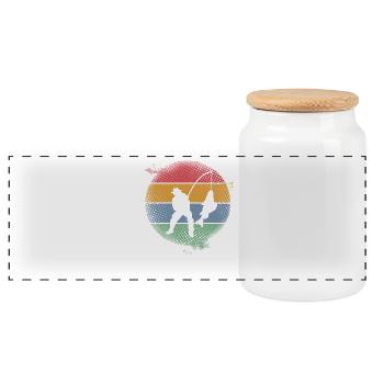 Fishing Fishing Angler - Panoramic Cookie Jar with Wooden Lid - white - Front