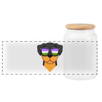 Genderqueer Chien Lgbt Rottweiler - Boîte à biscuits avec couvercle en bois - blanc - Devant