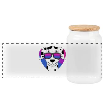 Bisexuell Dalmatiner Hund - Hund mit Brille - Panorama Keksdose mit Holzdeckel - Weiß - Vorne