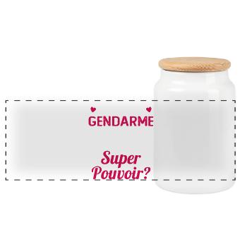 Je Suis Une Gendarme c'est Mon Super Pouvoir - Boîte à biscuits avec couvercle en bois - blanc - Devant