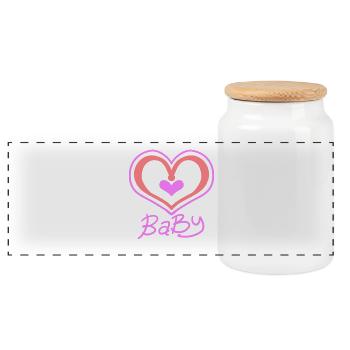 Baby Heart - Panoramic Cookie Jar with Wooden Lid - white - Front