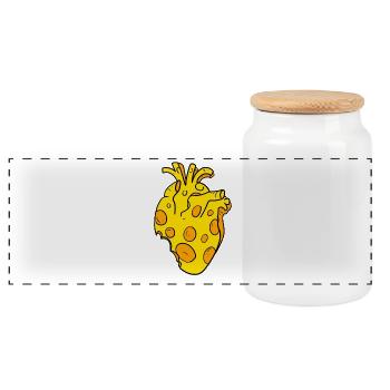 Cheese Heart - Panoramic Cookie Jar with Wooden Lid - white - Front