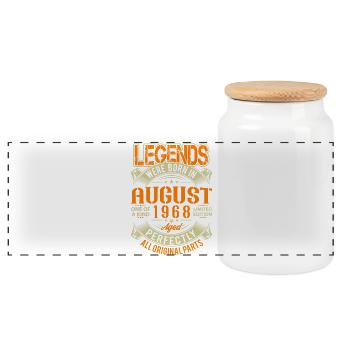 1968 Légende d’anniversaire d’août 1968 - Boîte à biscuits avec couvercle en bois - blanc - Devant