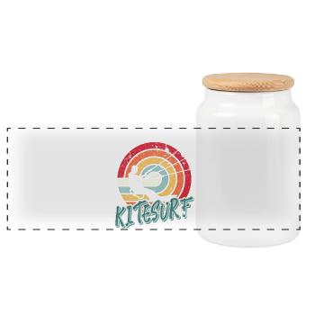 Kitesurfen Kitesurf Kitesurfer Kiteboard - Panoramic Cookie Jar with Wooden Lid - white - Front