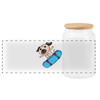 Chien Skater Skateboard Enfants Enfant Motif - Boîte à biscuits avec couvercle en bois - blanc - Devant