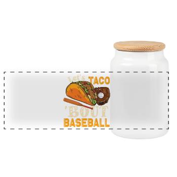 Lasst Uns Taco Bout Baseball - Panorama Keksdose mit Holzdeckel - Weiß - Vorne